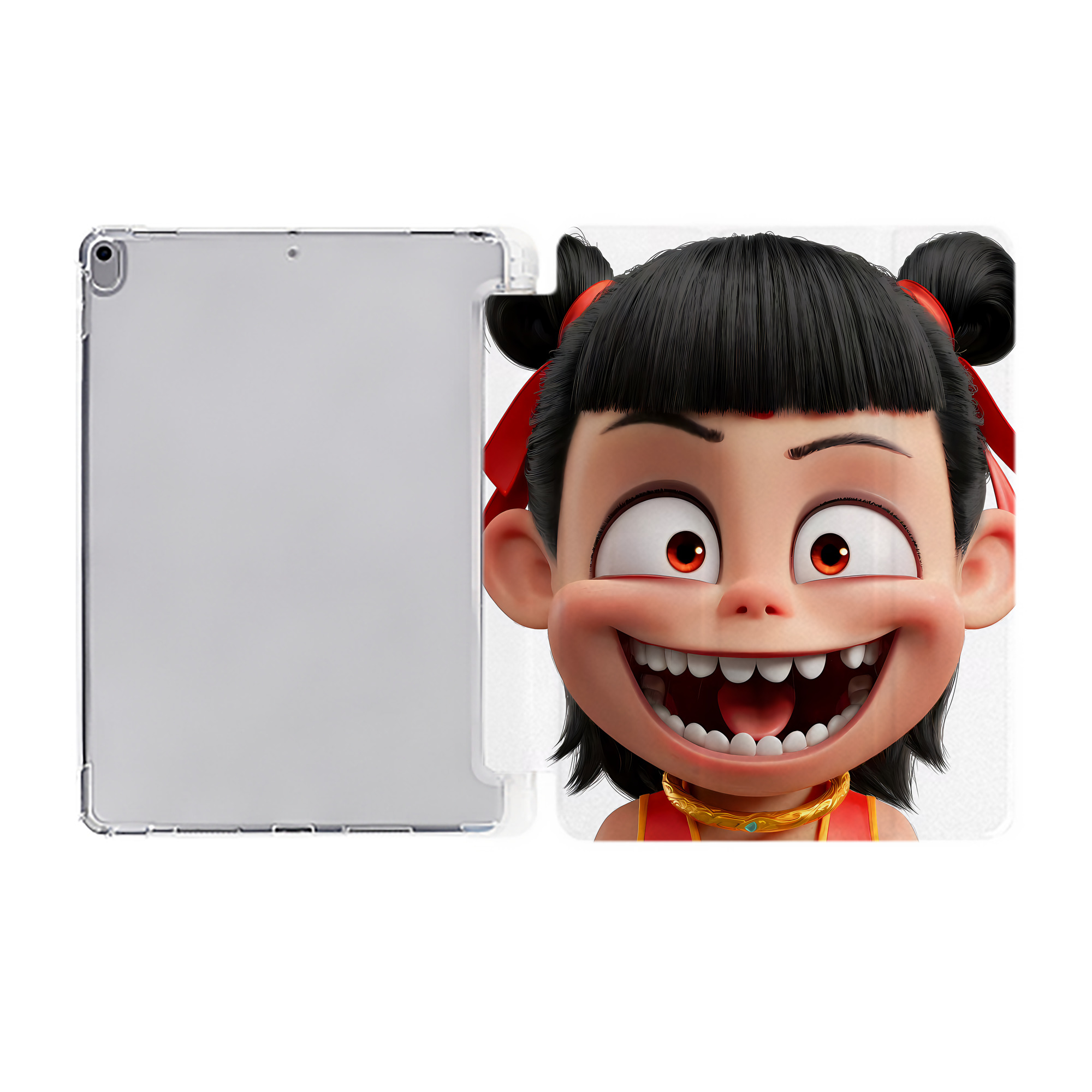 （画像用） Ne Zha 2 ナタ 魔童の大暴れ IPad ケース ペン収納付き 三つ折りスタンド PUレザー×シリコン 対応機種9.5/10.5/10.9インチ